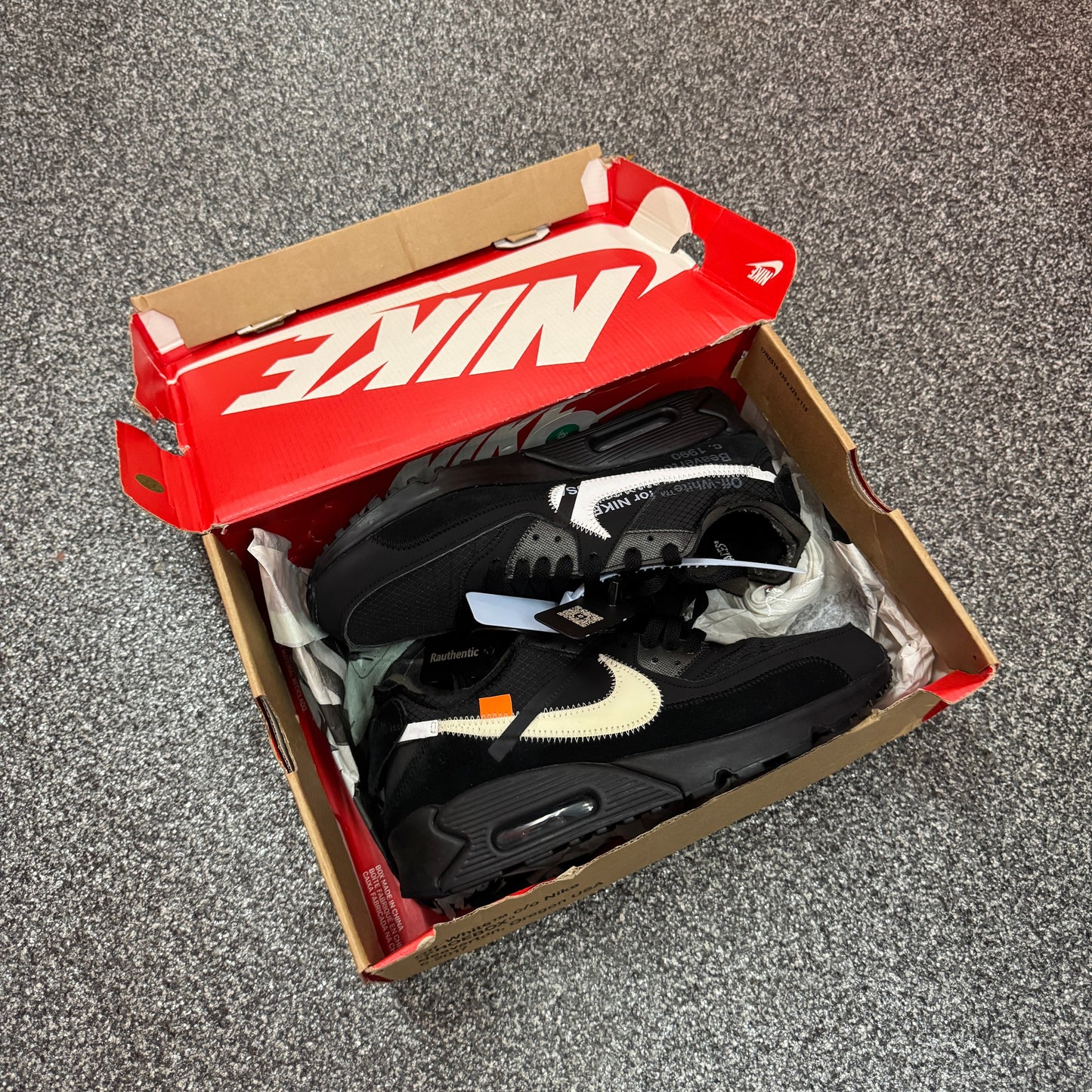 US 9 USED NIKE AIR MAX 90 X OFF WHITE BLACK
