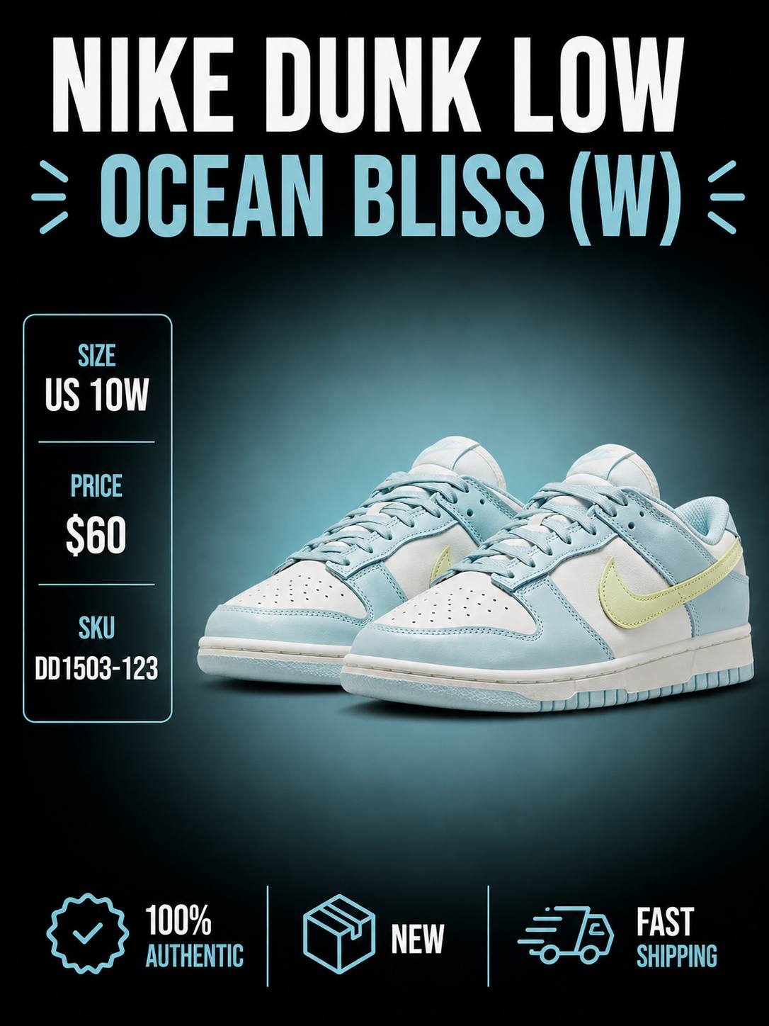 US 10W NIKE DUNK LOW OCEAN BLISS (W)