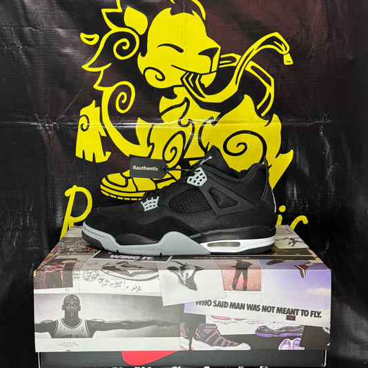 US 10.5 NIKE AIR JORDAN 4 RETRO BLACK CANVAS