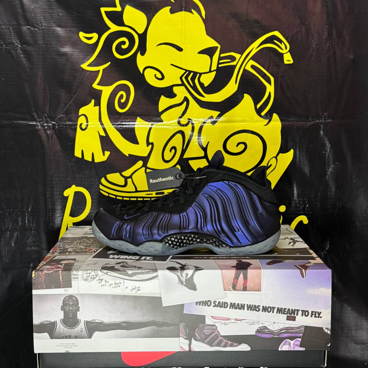 US 8 NIKE AIR FOAMPOSITE ONE (BLACK/VARSITY PURPLE-BLACK)