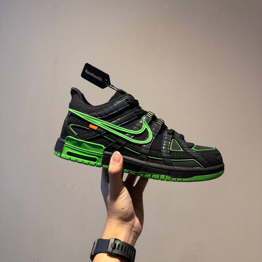 US 10 USED NIKE AIR RUBBER DUNK X OFF WHITE GREEN