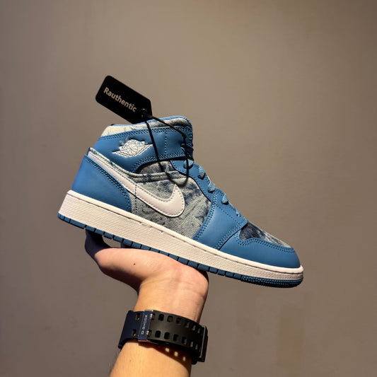 US 5.5Y NIKE AIR JORDAN 1 MID WASHED DENIM (GS)