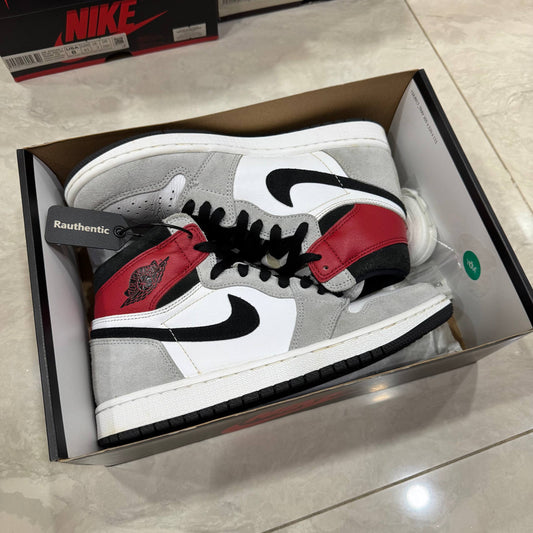 US 8 USED NIKE AIR JORDAN 1 HIGH LIGHT SMOKE GREY