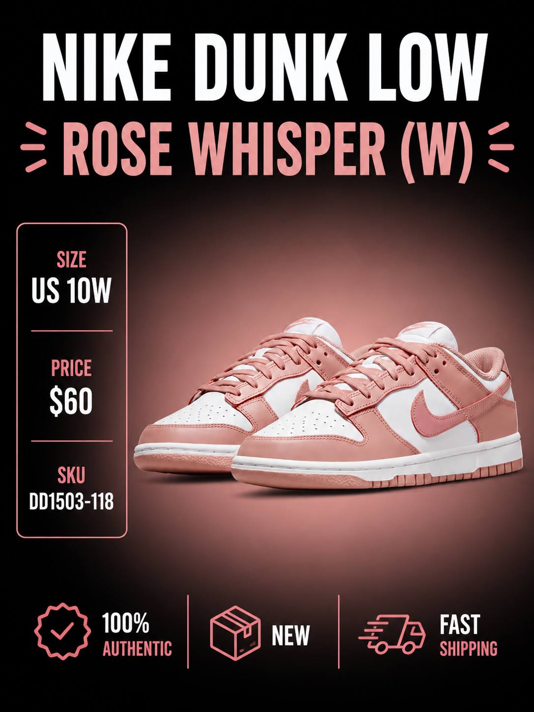 US 10W NIKE DUNK LOW ROSE WHISPER (W)