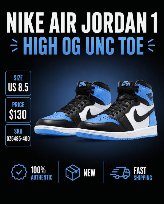 US 8.5 NIKE AIR JORDAN 1 HIGH OG UNC TOE