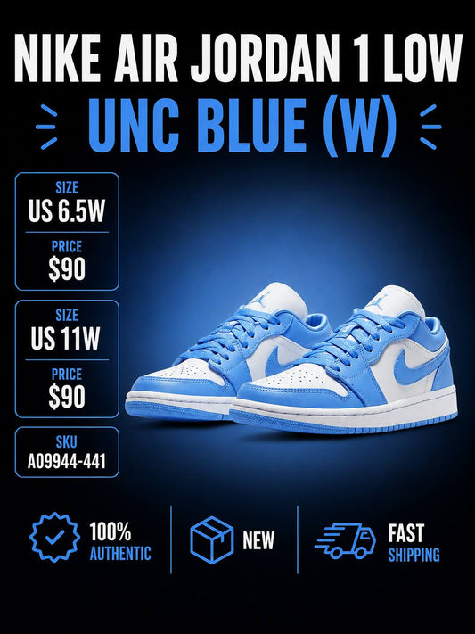 US 6.5W NIKE AIR JORDAN 1 LOW UNC BLUE (W)