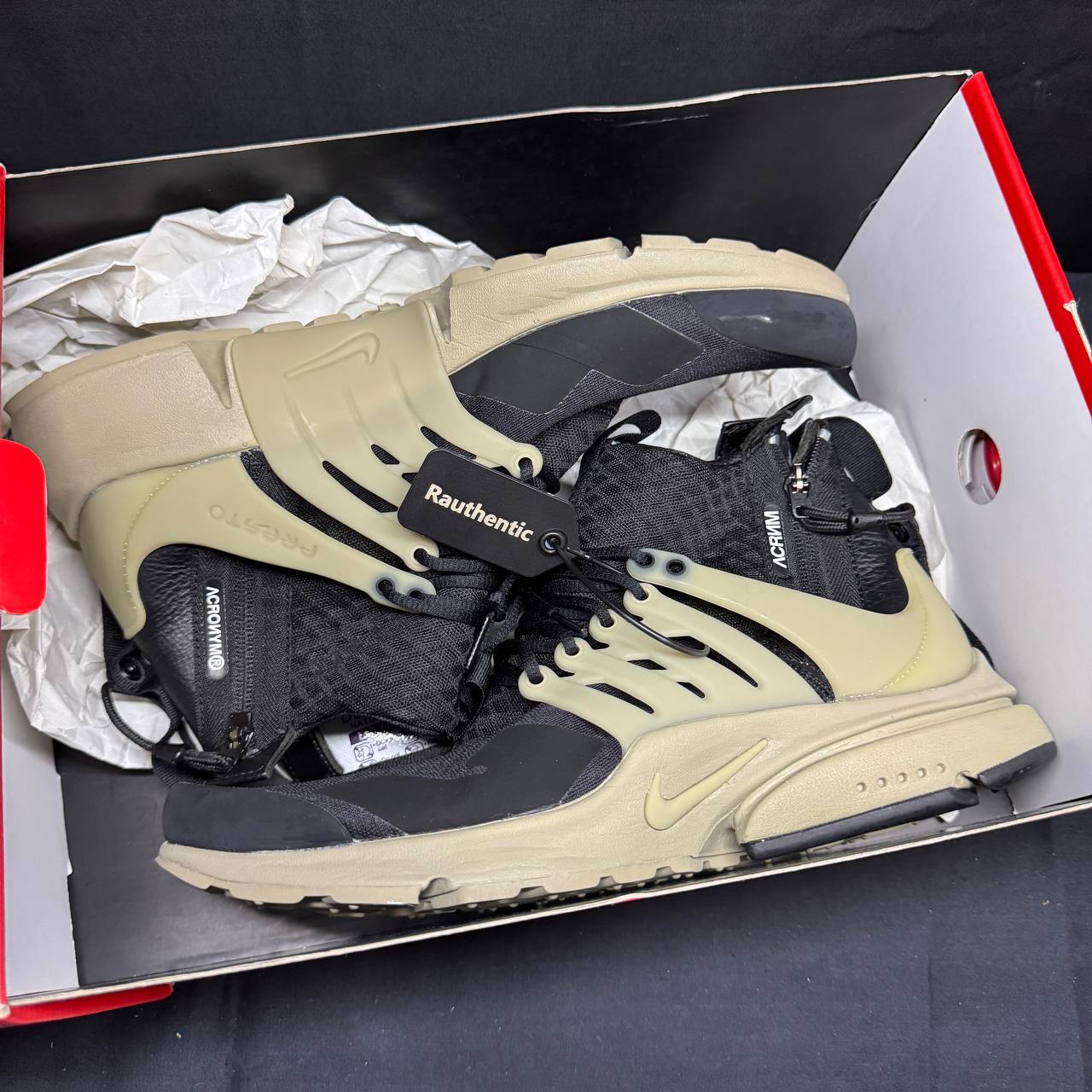 S US 9-10 NIKE AIR PRESTO X ACRONYM BAMBOO